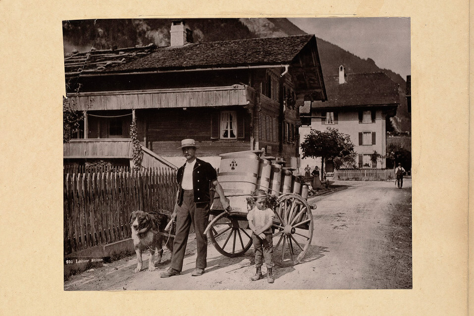 Swiss Milkman Historic Photograph 1940