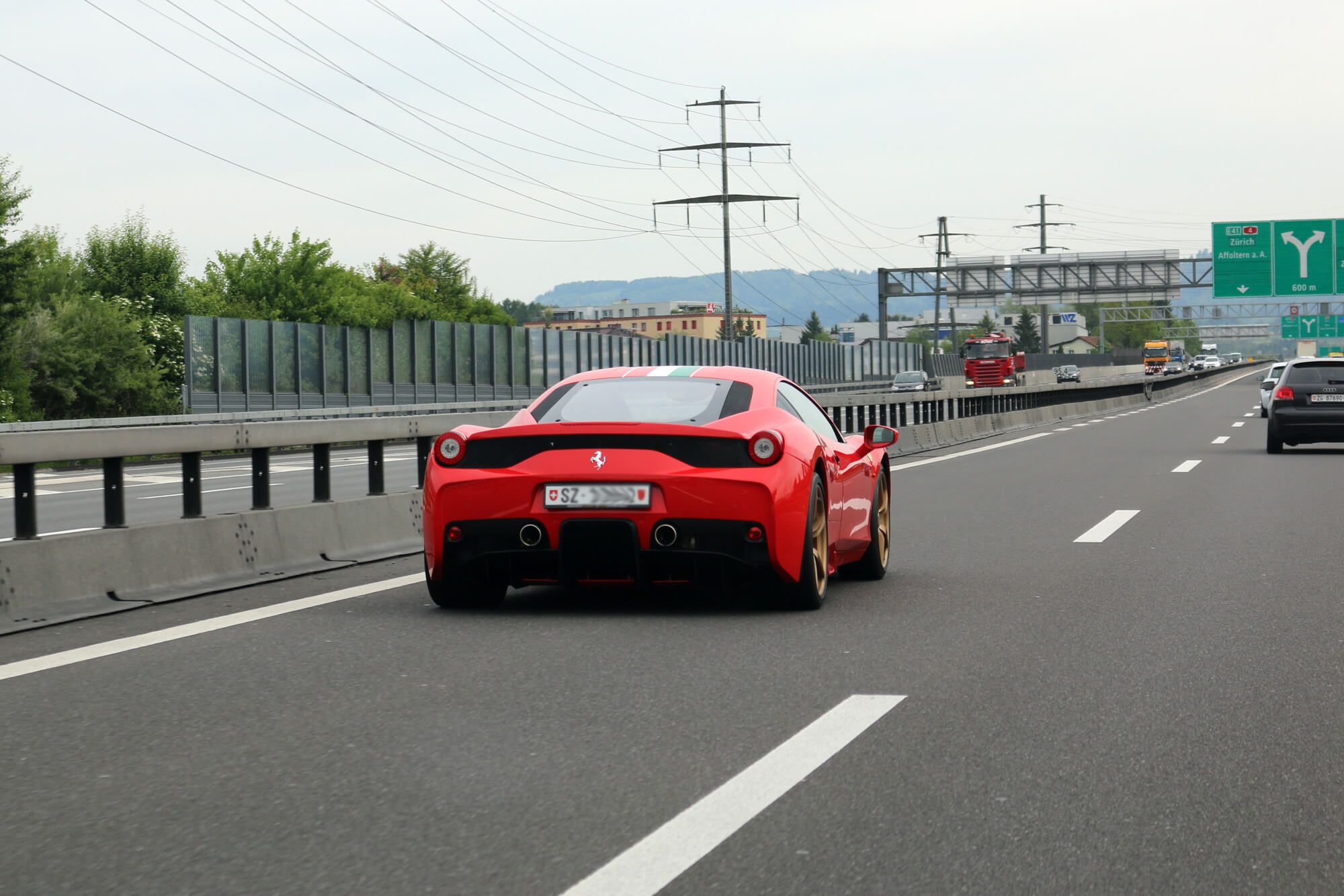 Ferrari on a Swiss Freeway