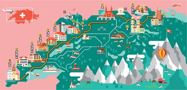 Switzerland Illustration for the GQ Watch Tour