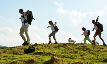 Family hiking in Switzerland