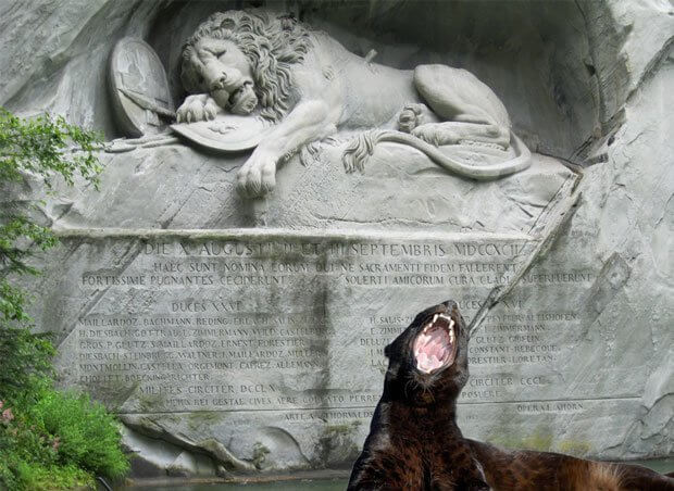 Swiss Black Panther at Lucerne's Lion Monument