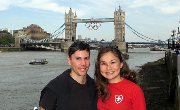 Swiss Visitors at the London Olympics - Tower Bridge