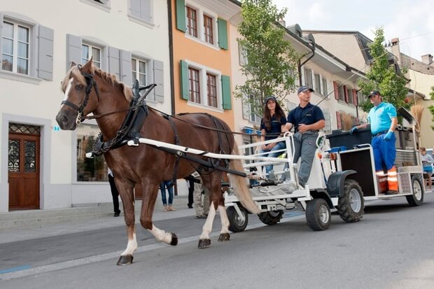 Swiss horse e-carriage in Avenches, Vadois