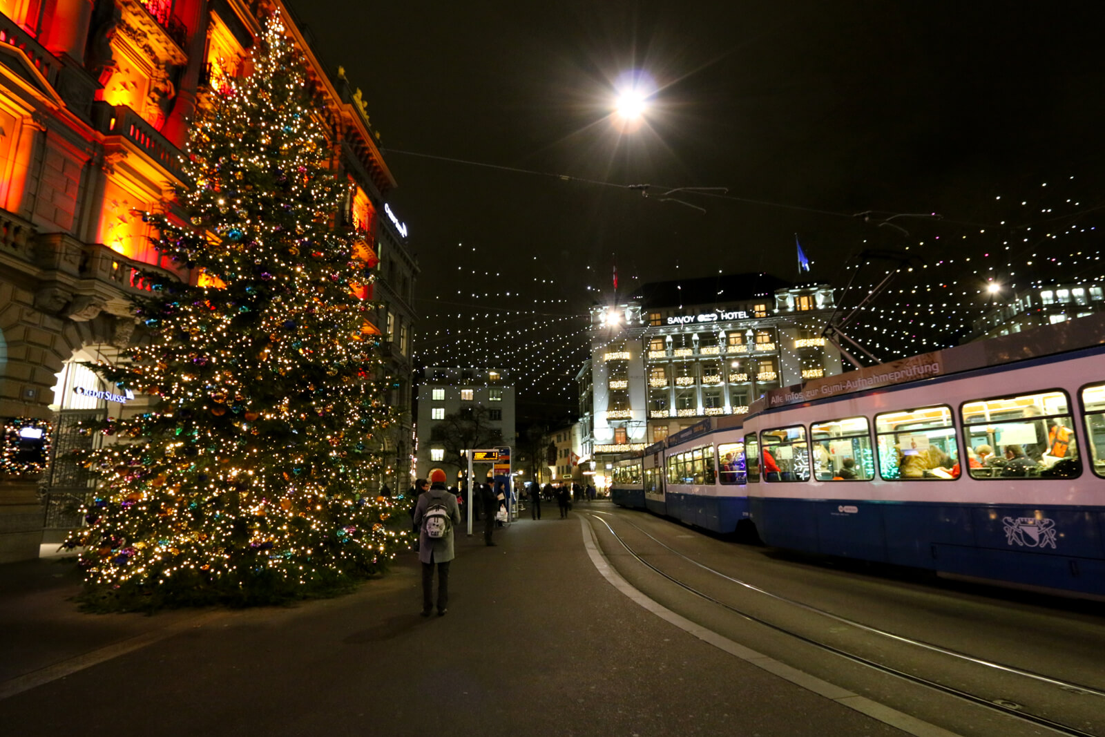 Paradeplatz Zurich during Christmas