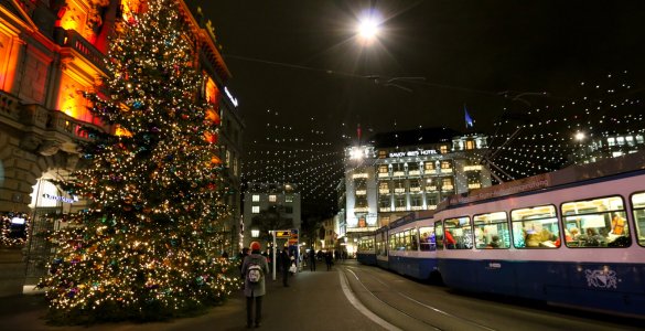Paradeplatz Zurich during Christmas
