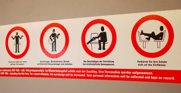 Tram Warning Signage in Switzerland