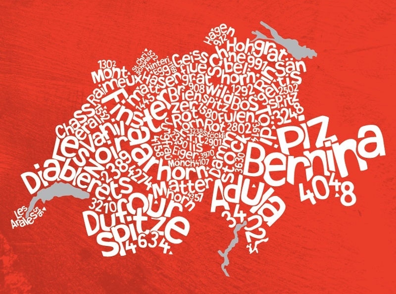 Ursula Hitz - Typography Map - Switzerland