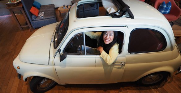 White Fiat 500 in Switzerland