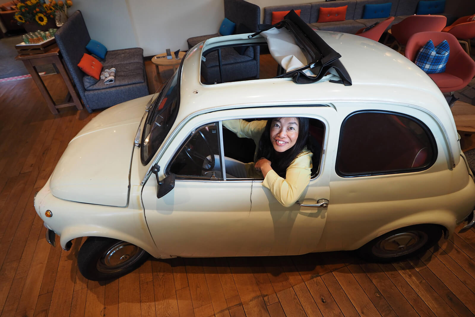 White Fiat 500 in Switzerland