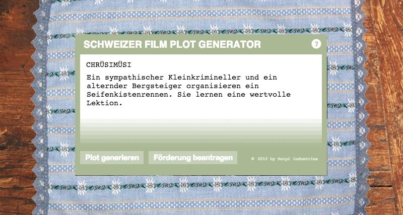 Swiss Movie Plot Generator