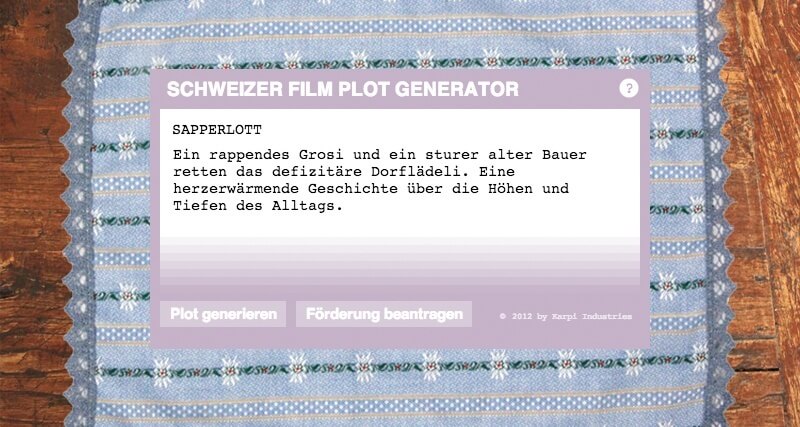 Swiss Movie Plot Generator