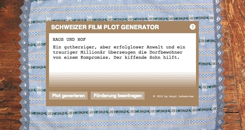 Swiss Movie Plot Generator