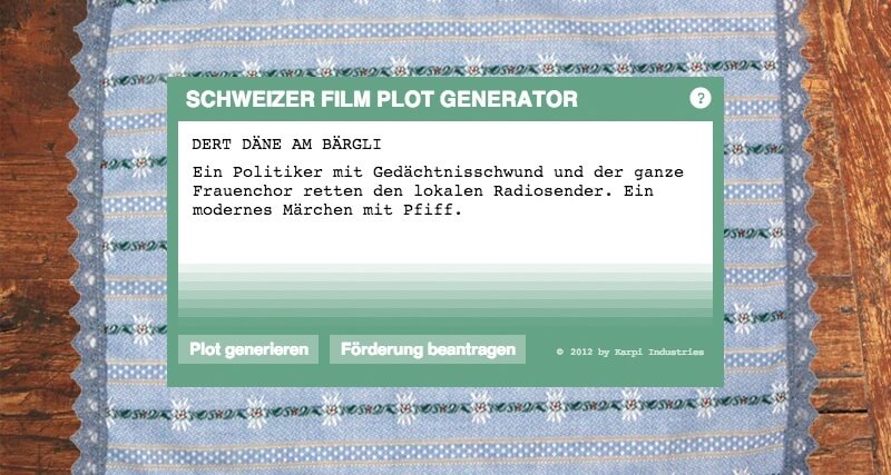 Swiss Movie Plot Generator