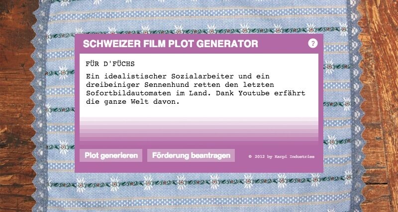 Swiss Movie Plot Generator