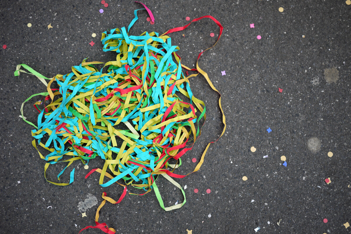 Confetti on the ground at ZurichCarnival