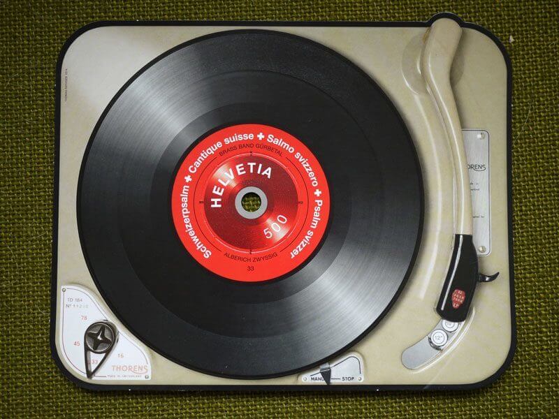 Swiss Record Player Stamp 2014