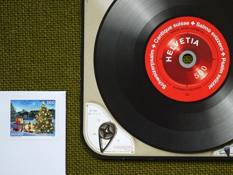 Swiss Record Player Stamp 2014