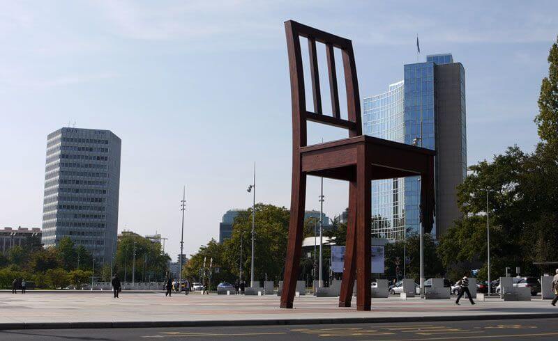 Geneva - Three-Legged Chair at United Nations