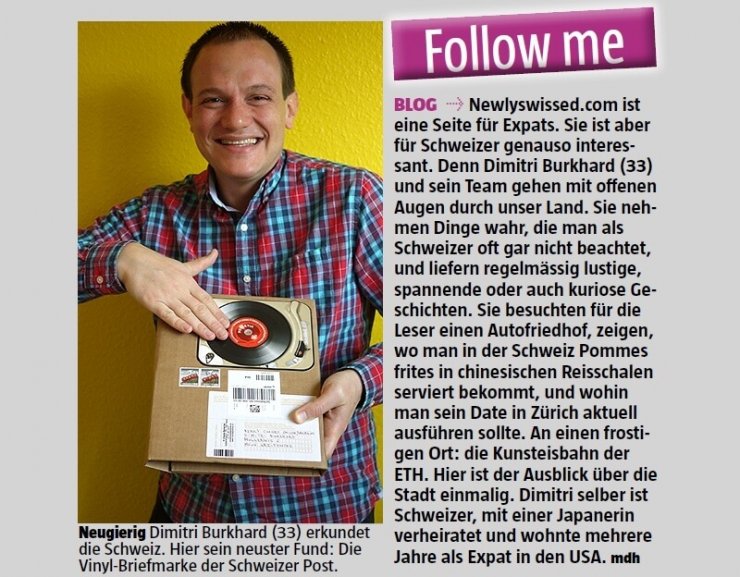 Newly Swissed in Major Swiss Newspaper Newly Swissed