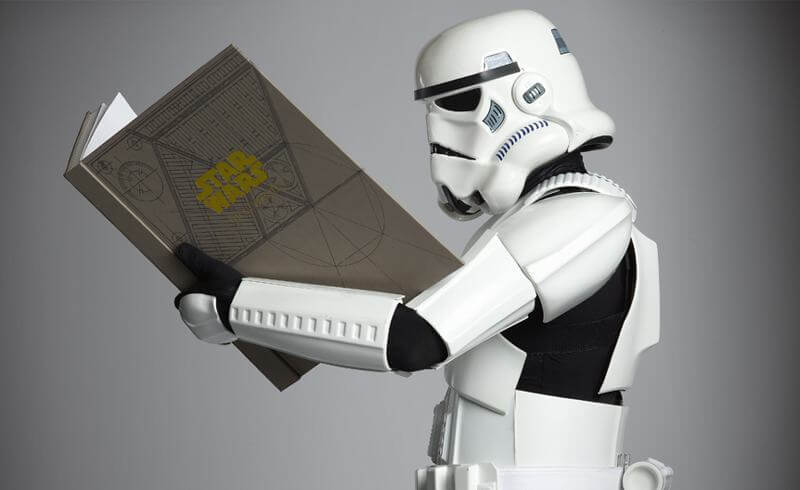 Stormtrooper reading Star Wars