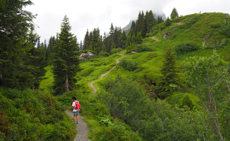 Hiking in Braunwald Gumen. Switzerland