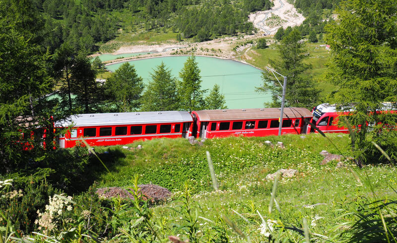 Bernina Express at Alp Grüm