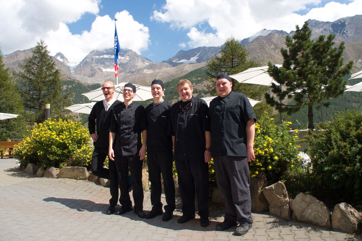 Saas-Fee - Kitchen Staff at Waldhotel Fletschhorn