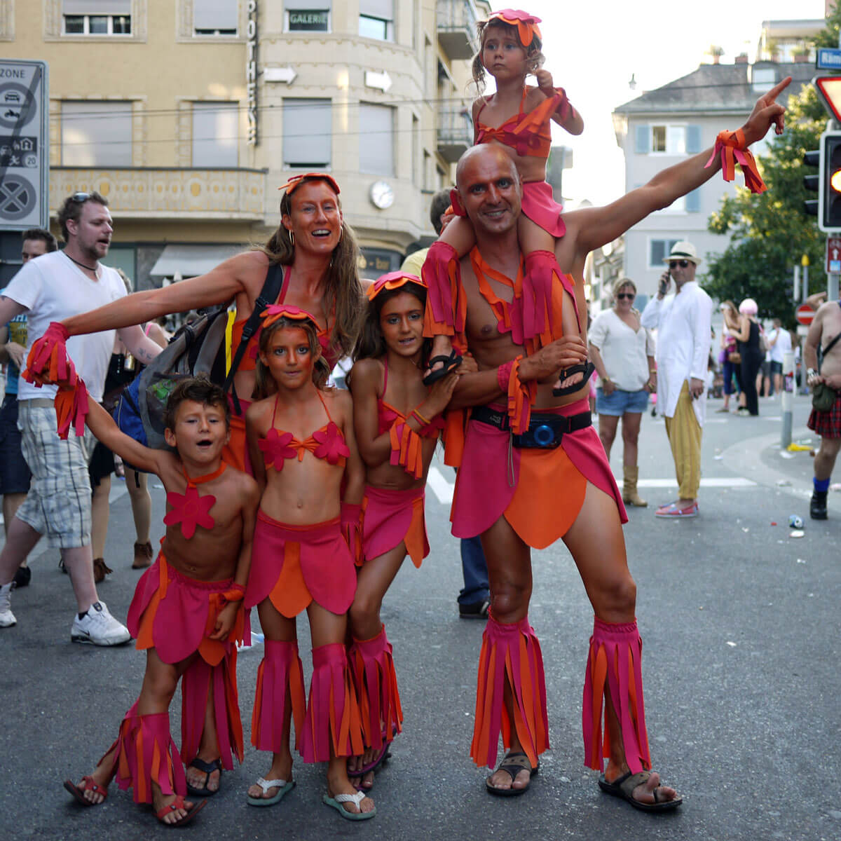 Swiss family at Street Parade in Zürich