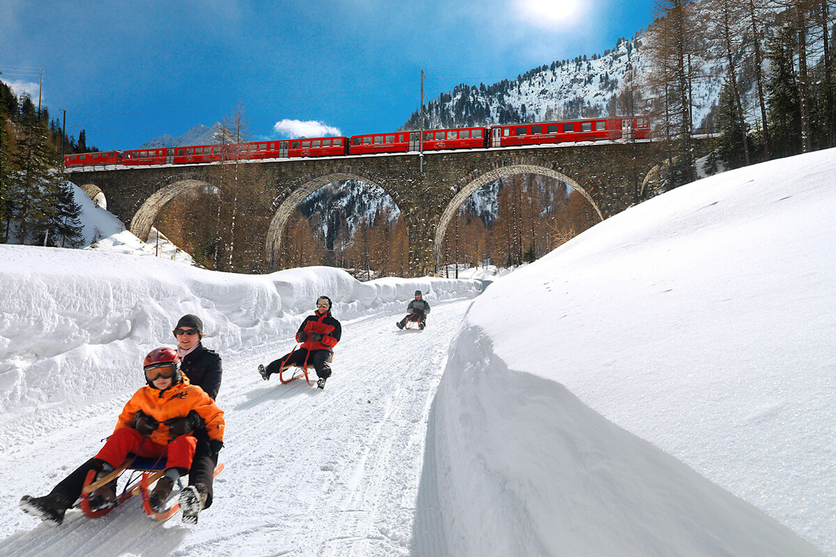 Sledding from Preda to Bergün