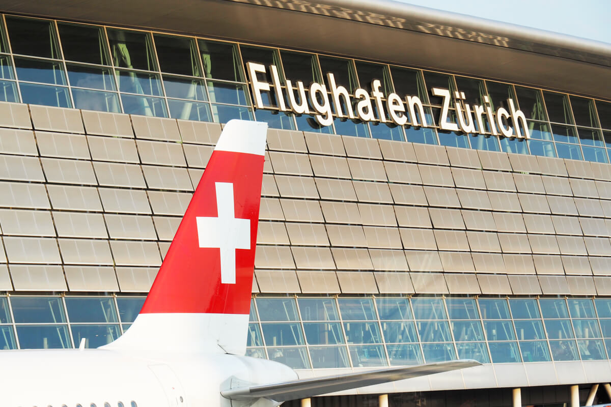 ZRH Zurich Airport with a SWISS aircraft