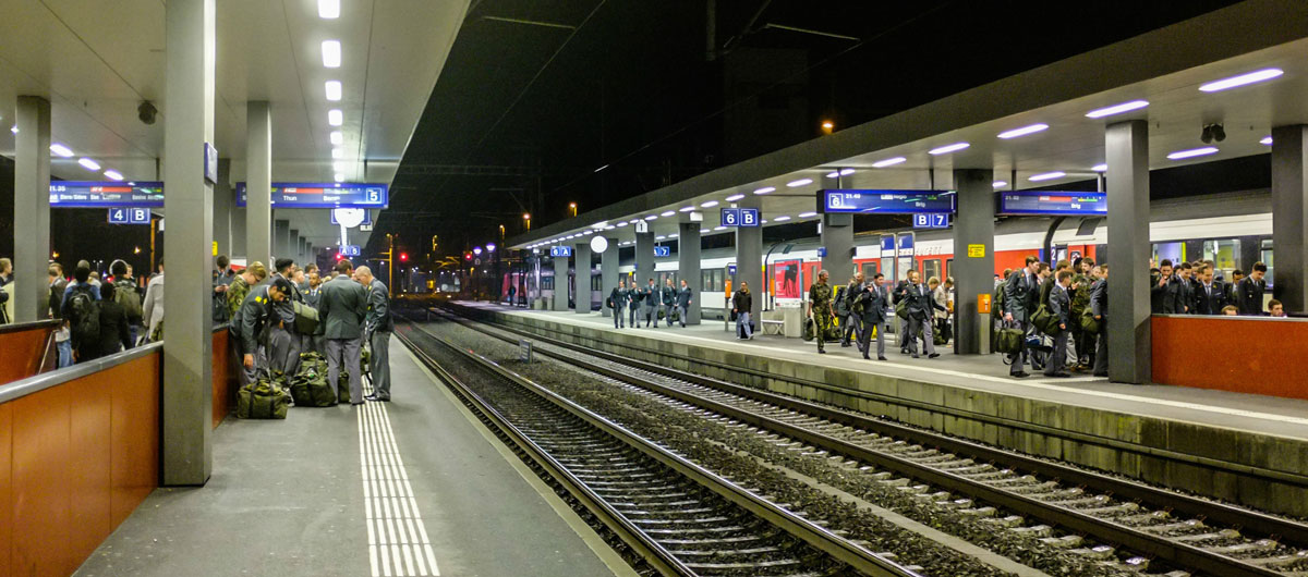 Swiss Train Station with Military