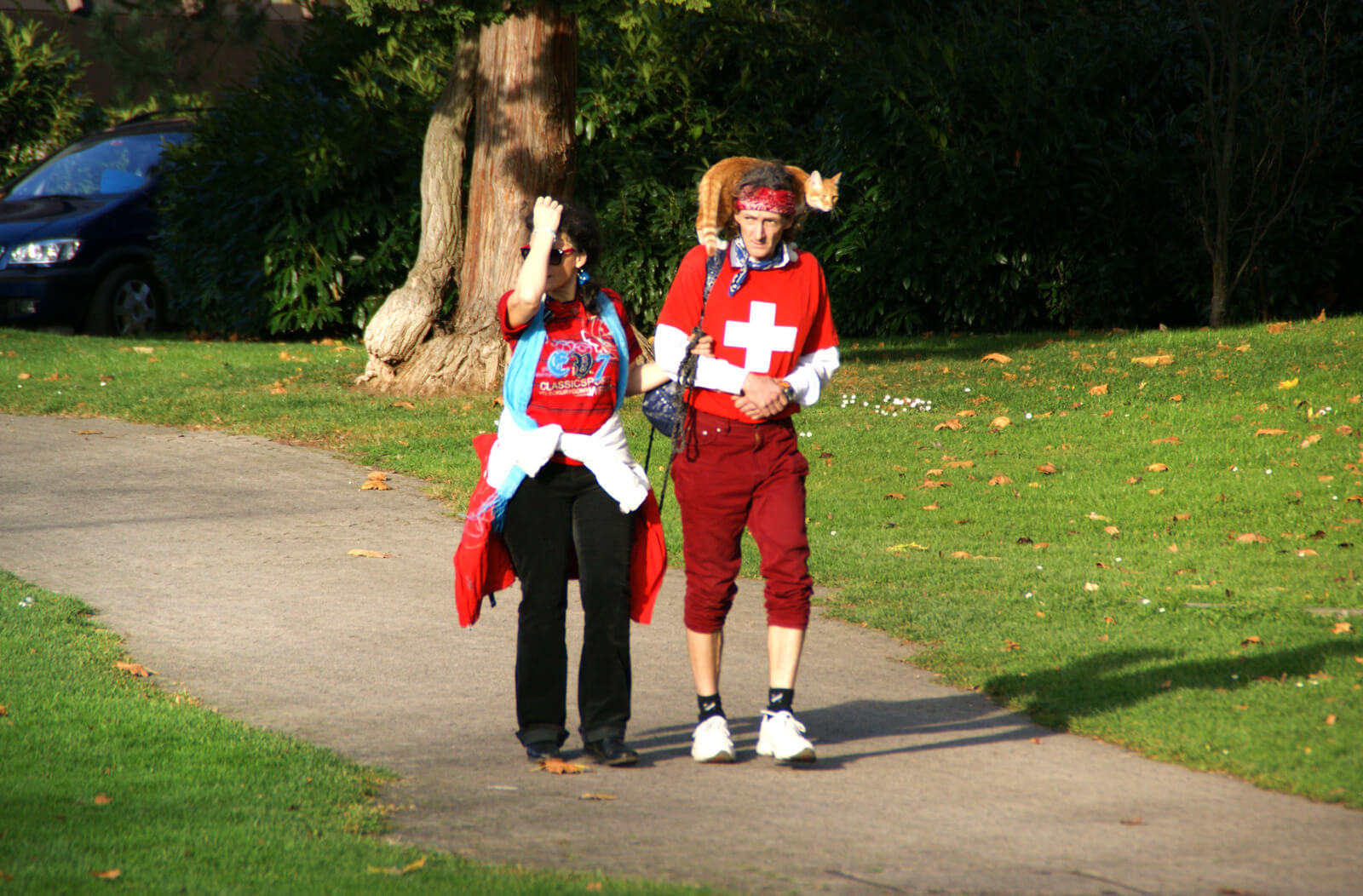 Swiss Citizenship Interview - Swiss People wearing Swiss Flags