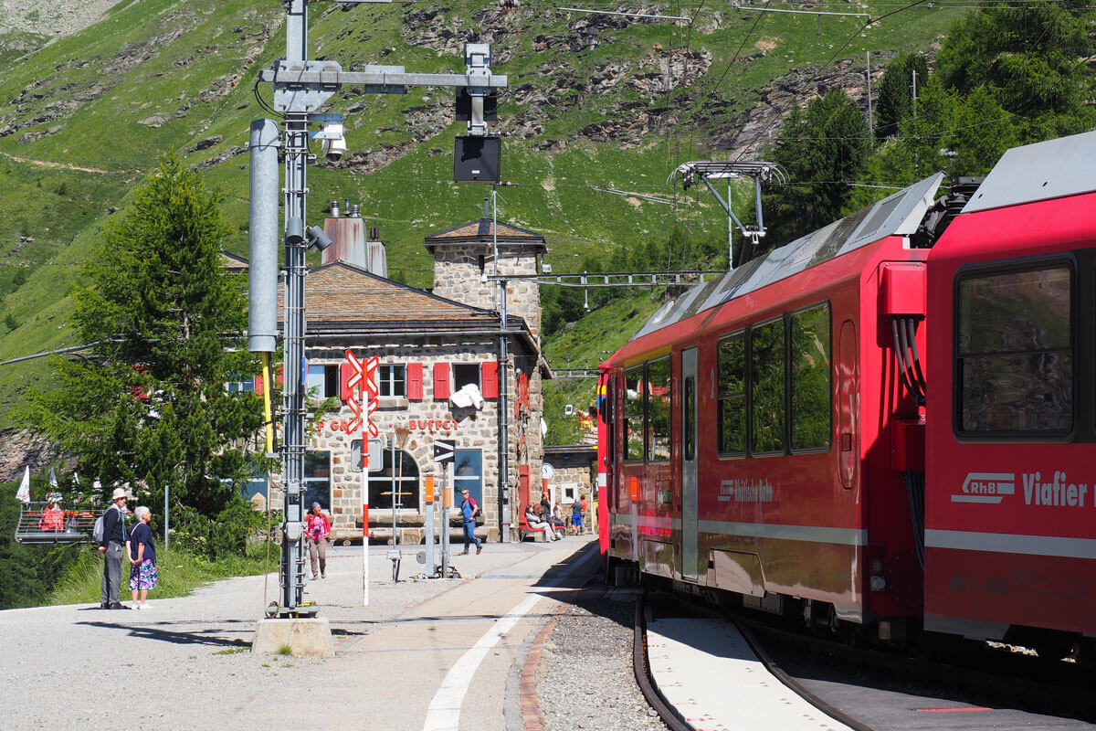 Train Lines in Switzerland - Bernina Express at Alp Grüm