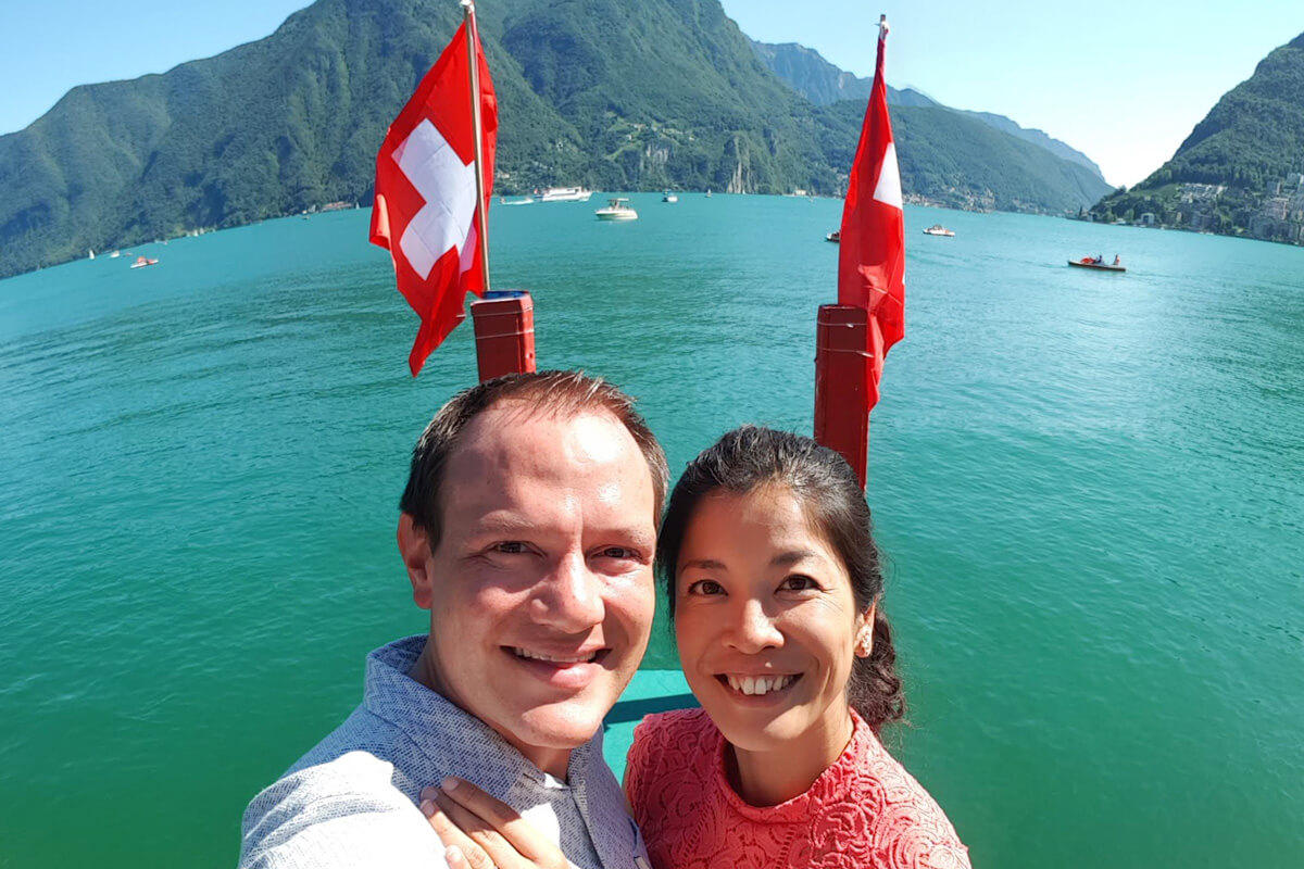 Lakeside selfie in Lugano, Switzerland
