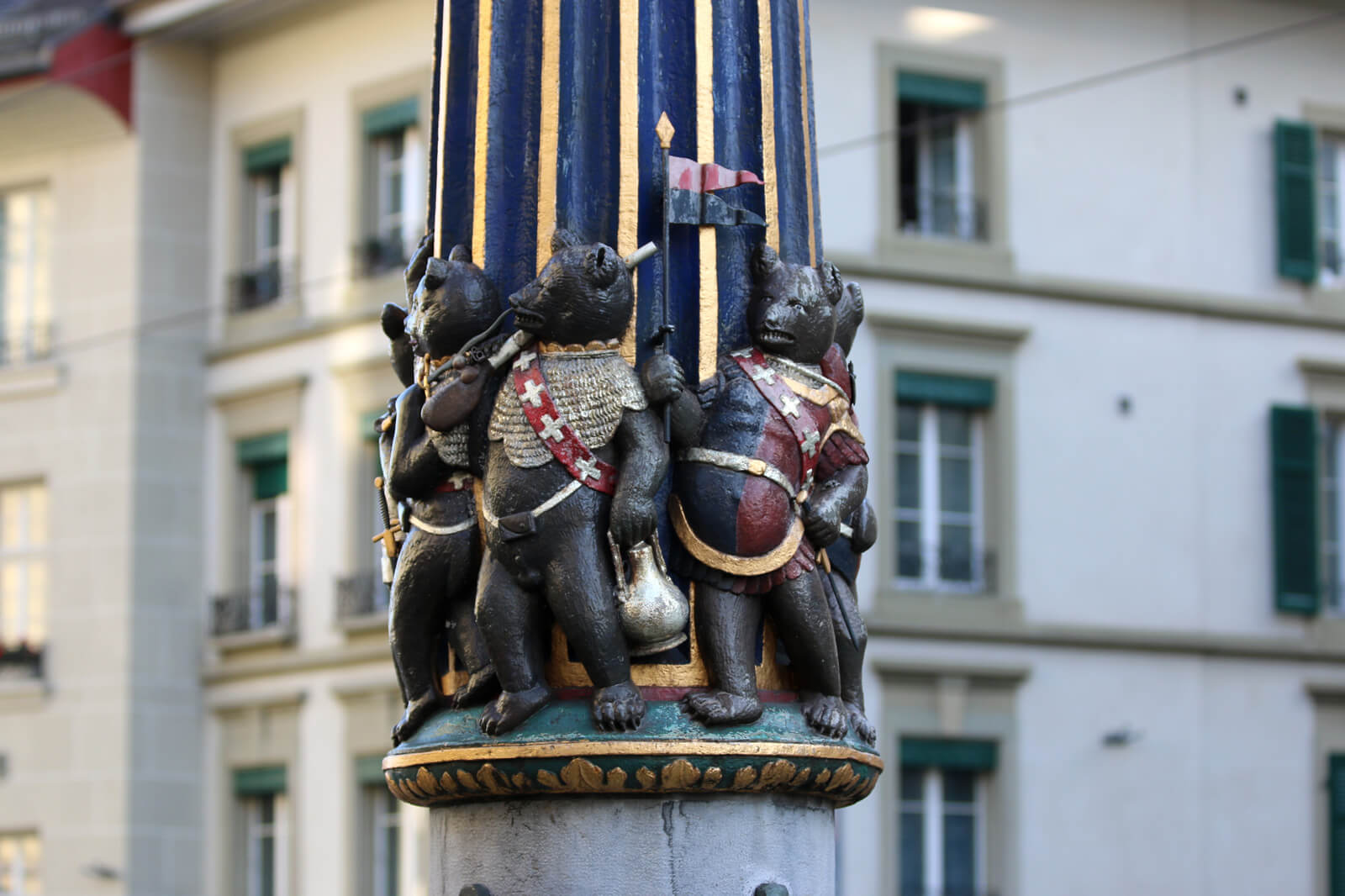 Bears on a fountain in the Old Town of Bern