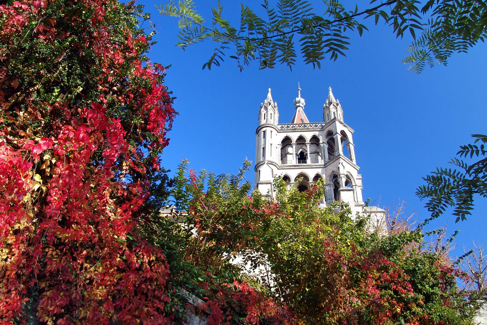 Lausanne Cathedral during autumn