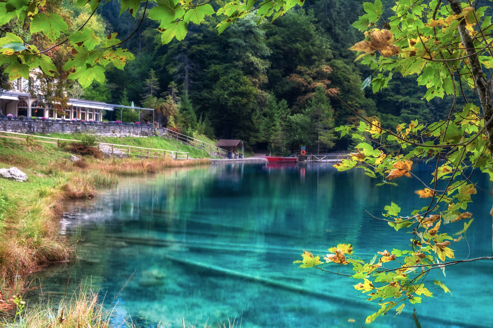 Lake Blausee in Switzerland during autumn