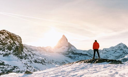 Man Looking at Matterhorn