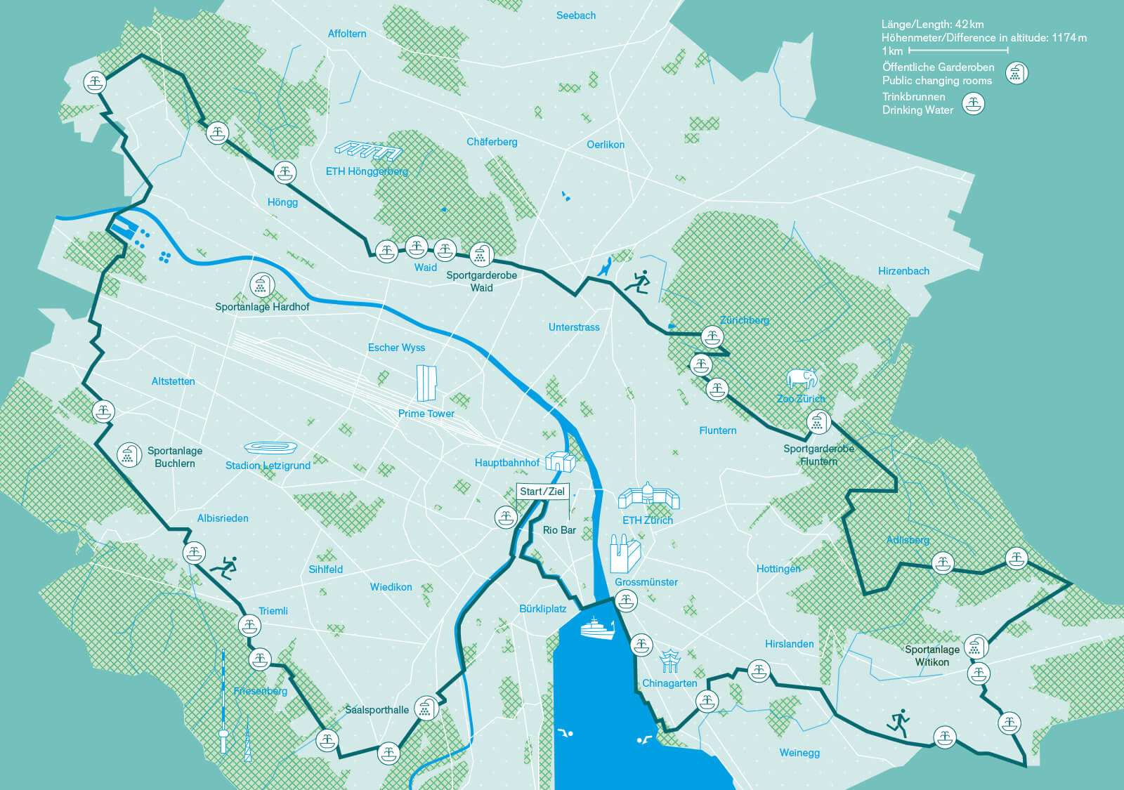 Green Marathon Zurich Map for Runners
