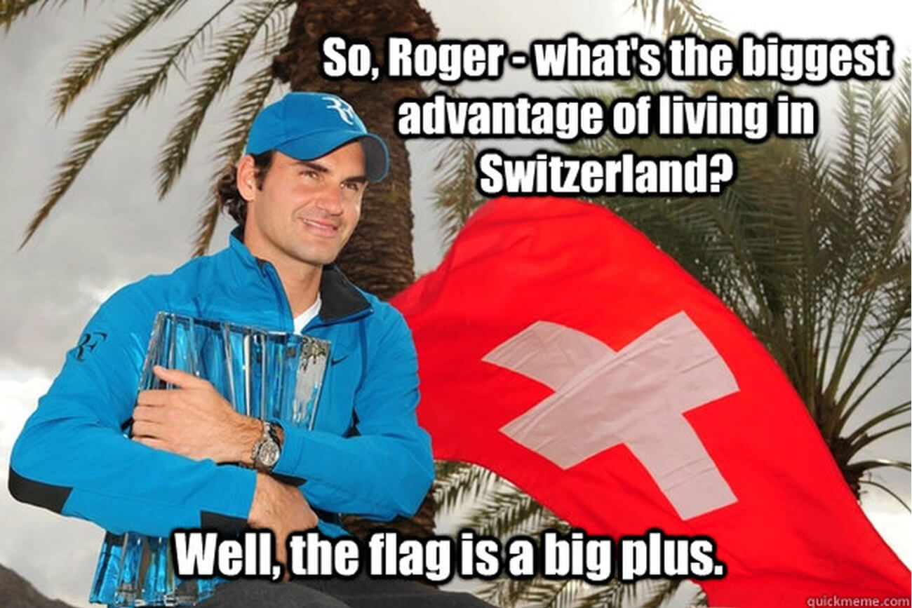 Roger Federer - Swiss Flag Is a Big Plus Joke