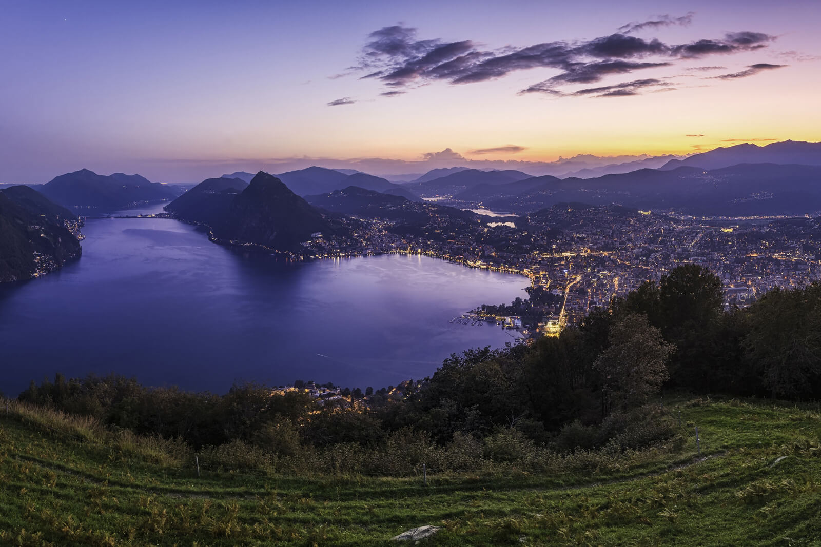 Lugano during sunset