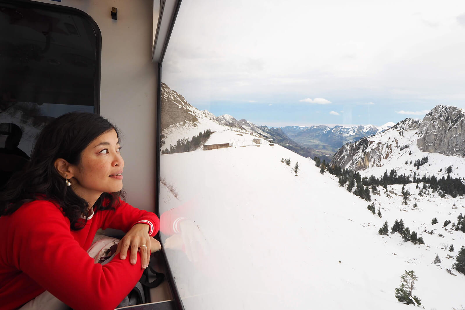 Rochers-de-Naye Cogwheel Train during Winter