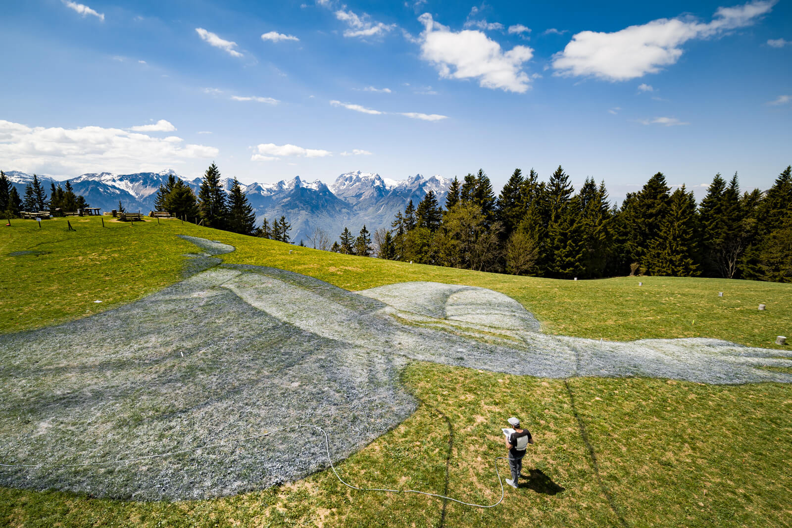 Saype "Beyond Crisis" Painting in Leysin, Switzerland