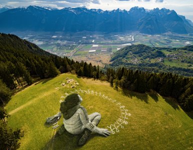 Saype "Beyond Crisis" Painting in Leysin, Switzerland