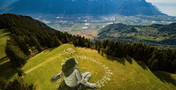 Saype "Beyond Crisis" Painting in Leysin, Switzerland