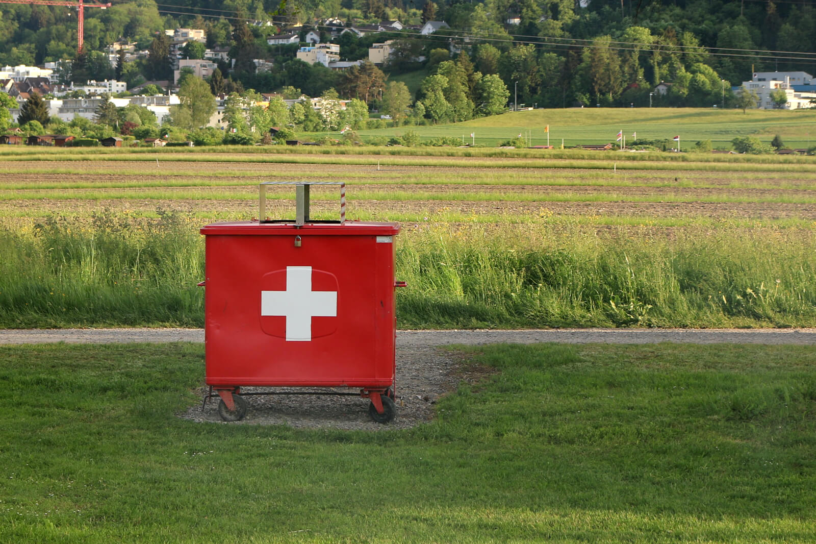 Garbage Container with Swiss Cross