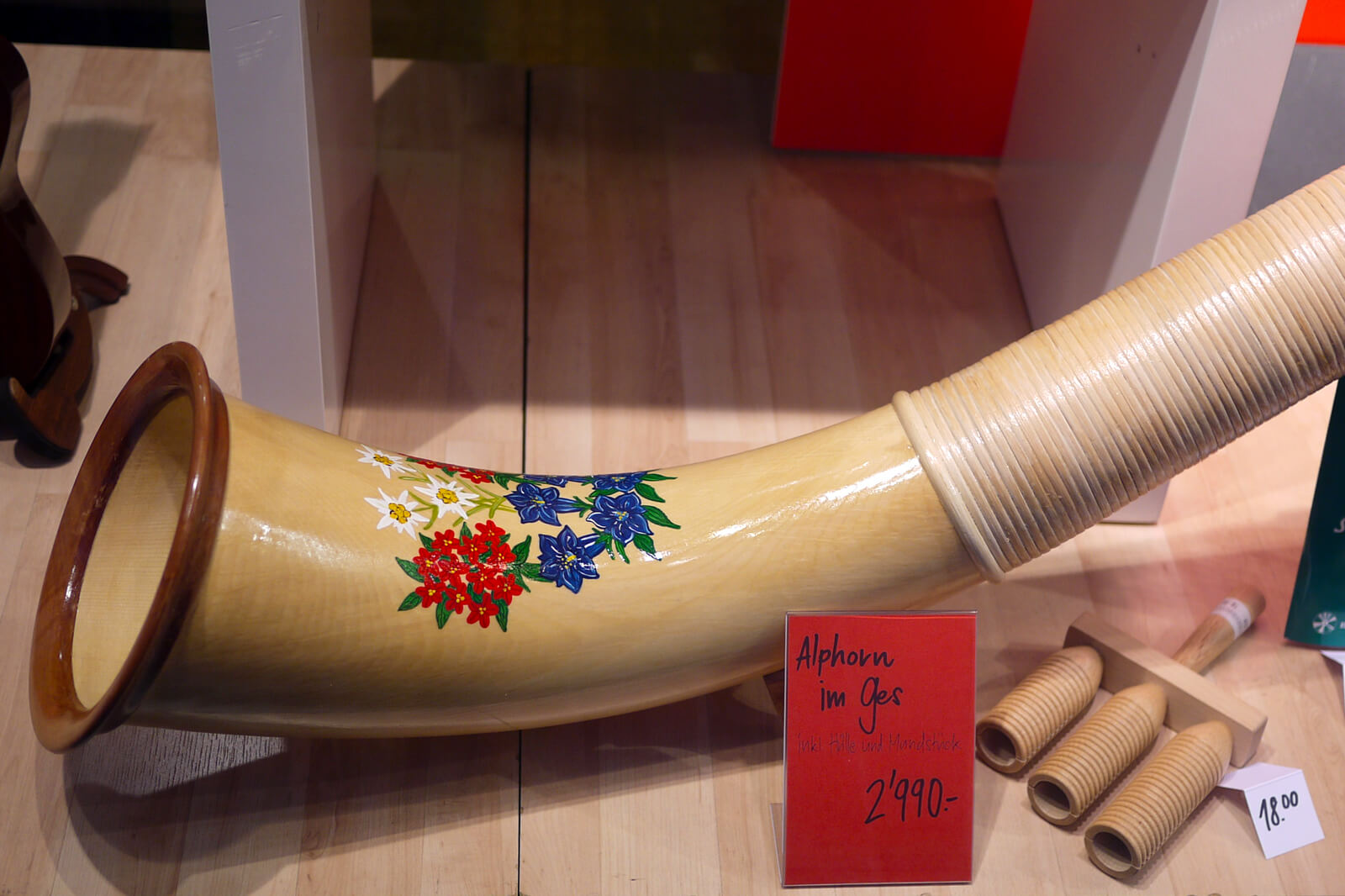 Window shopping for an alphorn in Switzerland