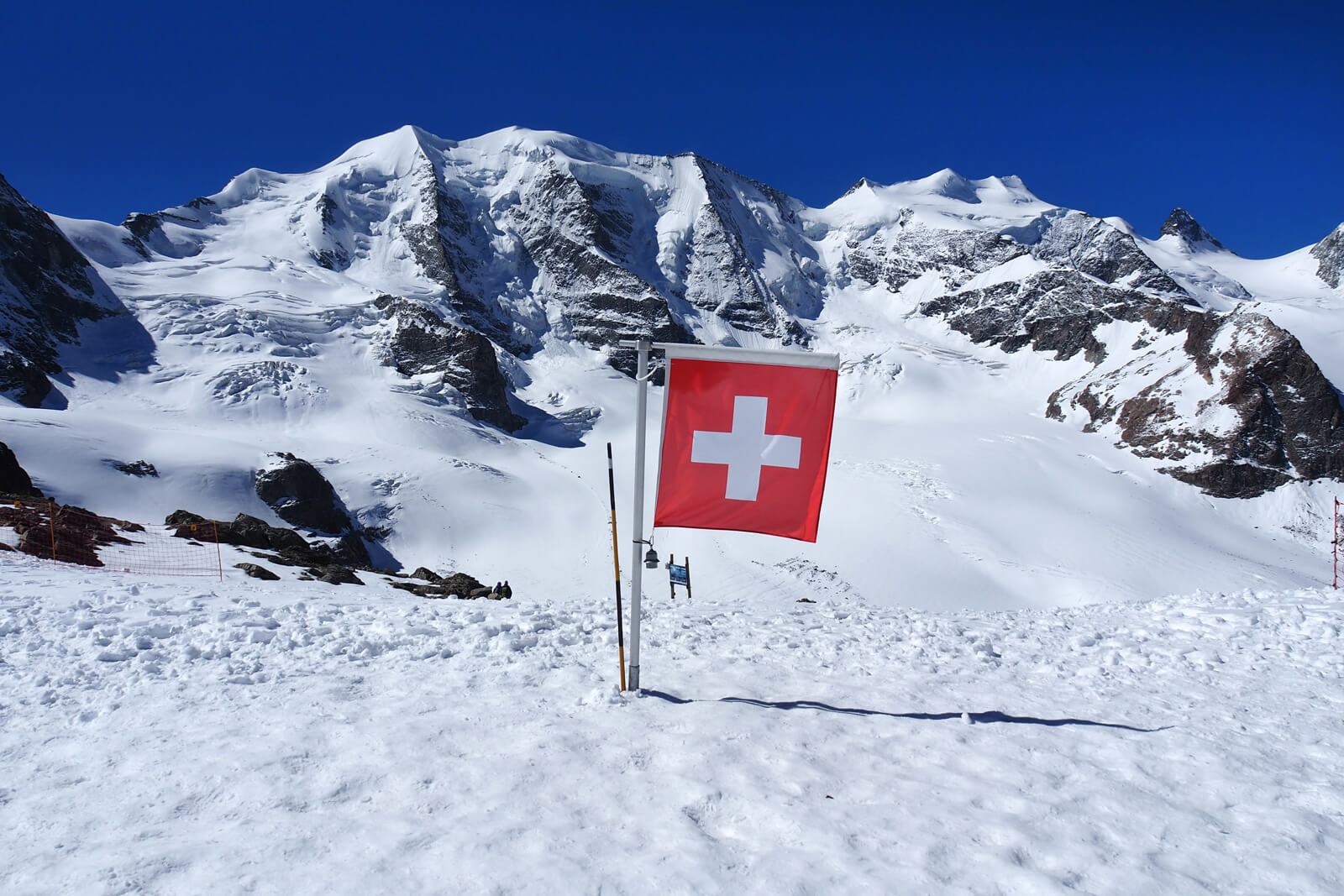 A Swiss Flag on the Diavolezza Glacier