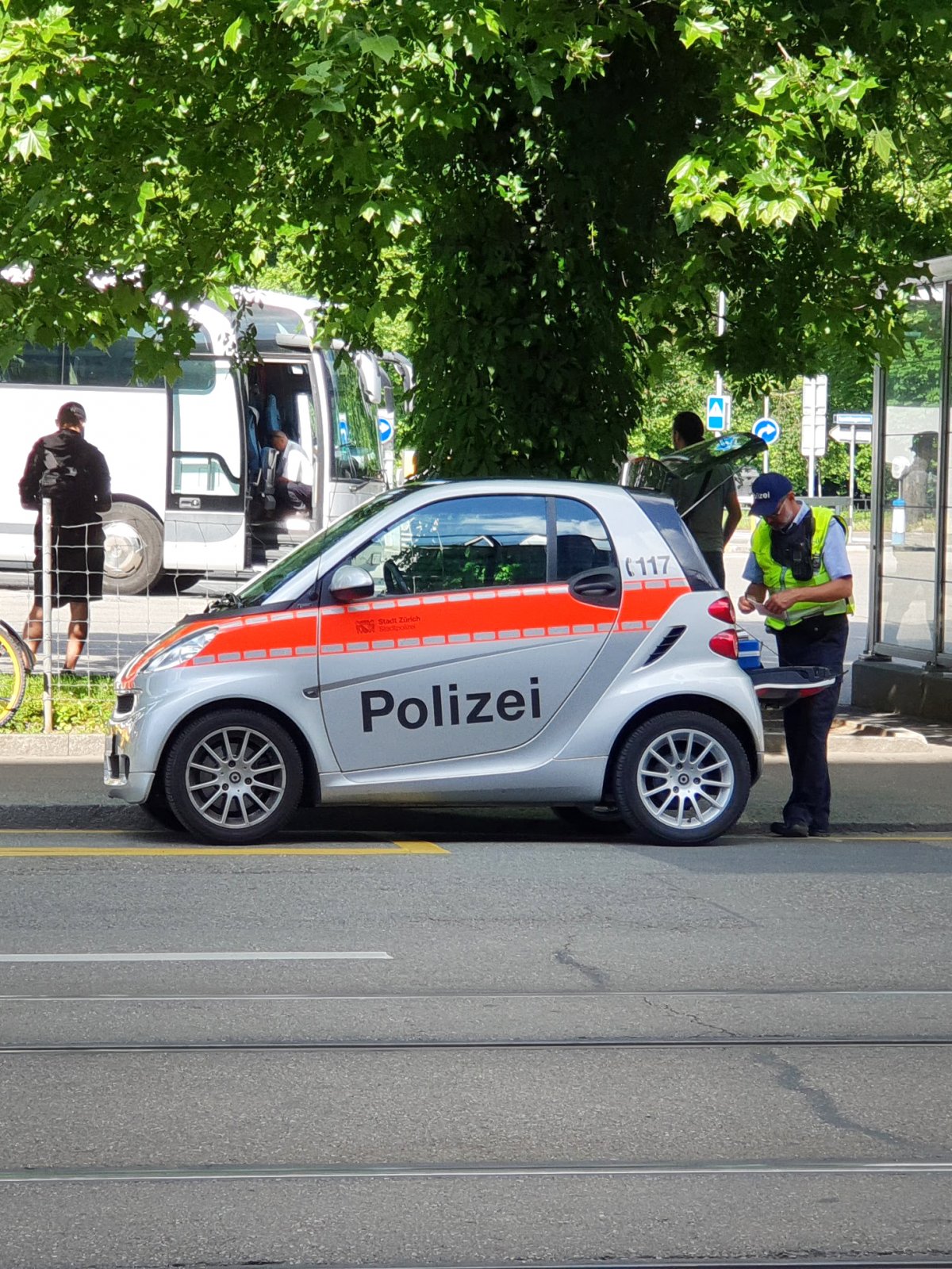 Smart police car in Zürich, Switzerland