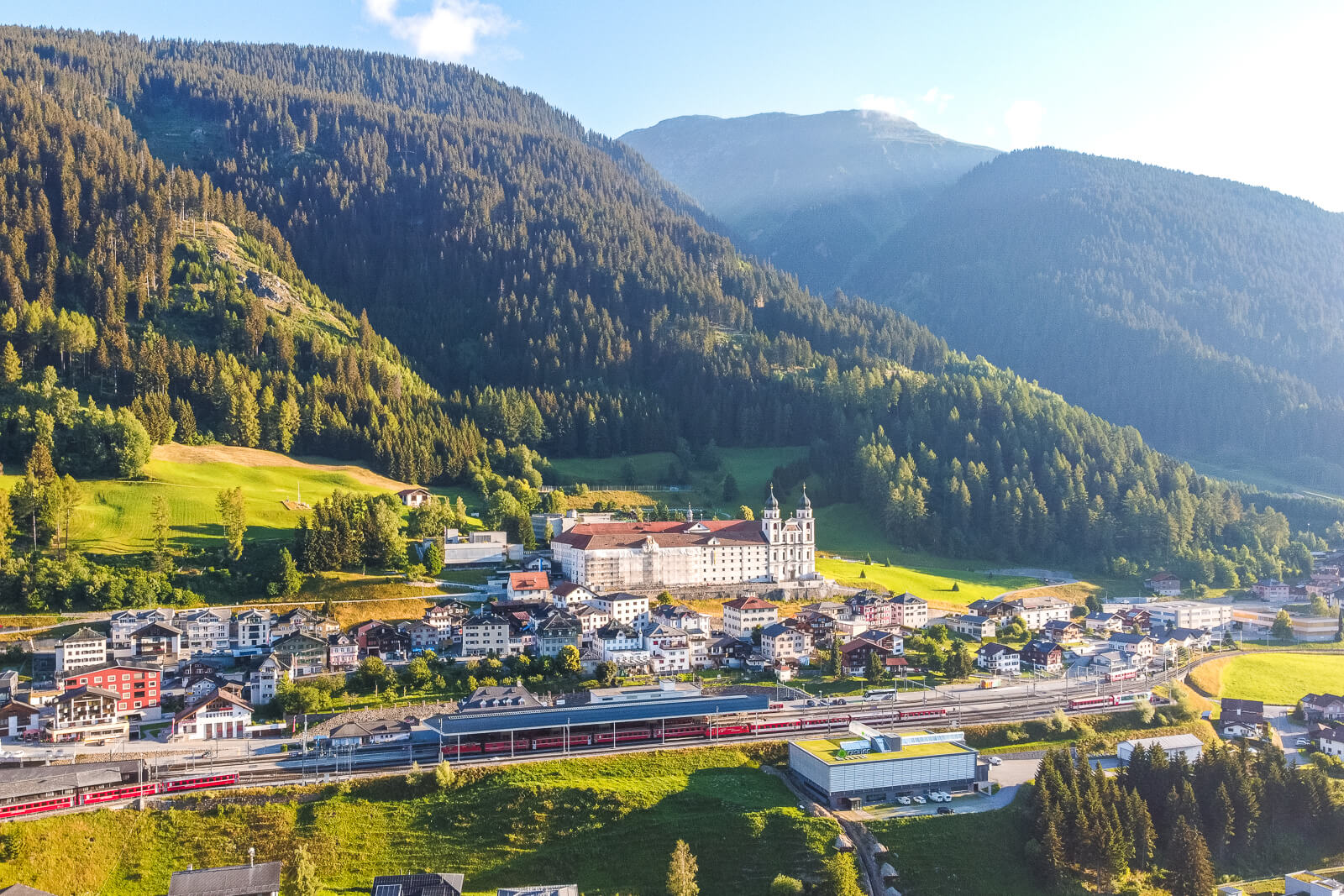Architecture of the Disentis Monastery in Switzerland